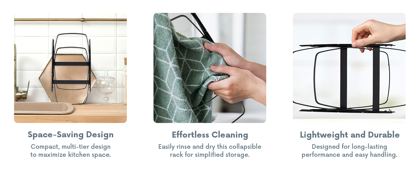 Linden Sweden Metal Baker’s Cooling Rack - Cooling Racks for Cooking and Baking - Storage for Craft and Baking Supplies - Collapsible Racks for Pizza Stones, Cookie Sheets, Pans - 22x 10x 1 Inches