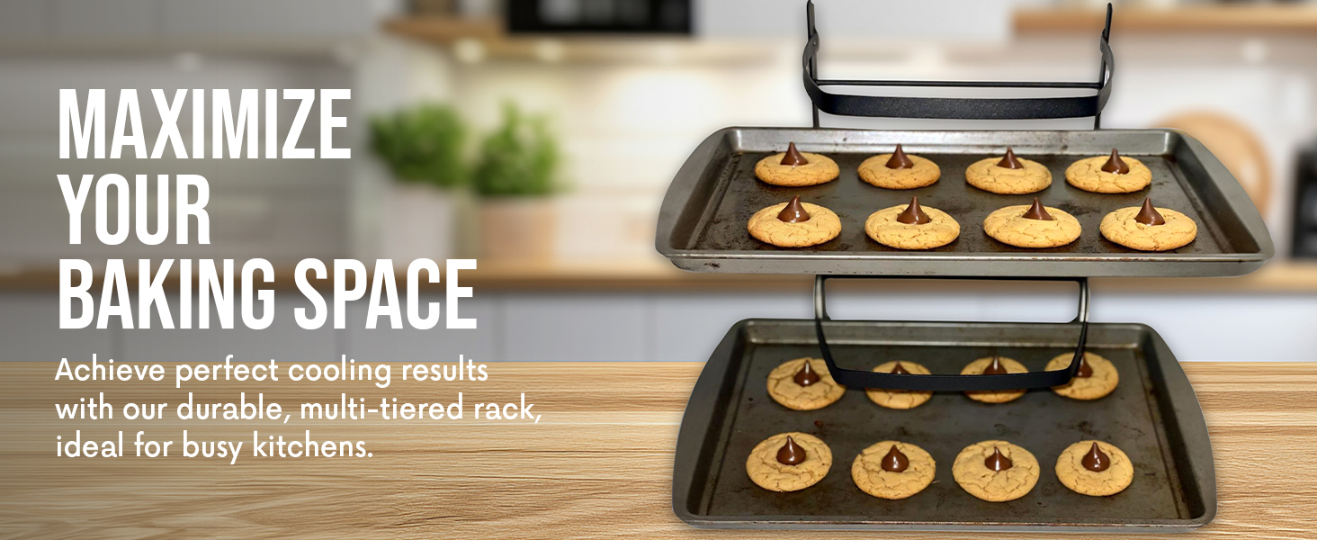 Linden Sweden Metal Baker’s Cooling Rack - Cooling Racks for Cooking and Baking - Storage for Craft and Baking Supplies - Collapsible Racks for Pizza Stones, Cookie Sheets, Pans - 22x 10x 1 Inches