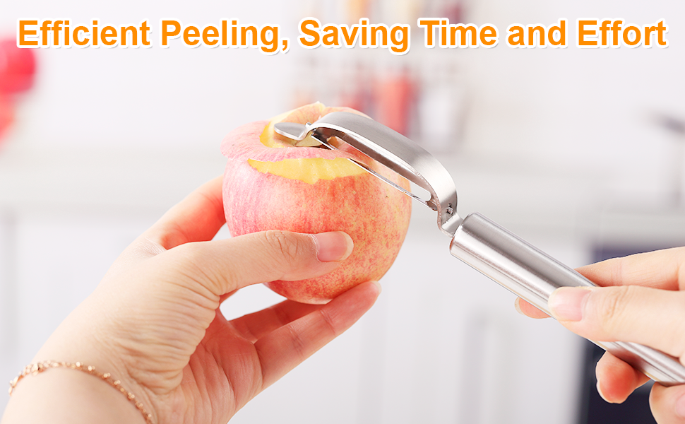 Stainless Steel Peeler with Swiveling Double Blade, Upgrade Fruit Vegetable Peeler with Ergonomic Handle, Lengthened Potato Peeler Tool for Kitchen, 8.3 Inchs