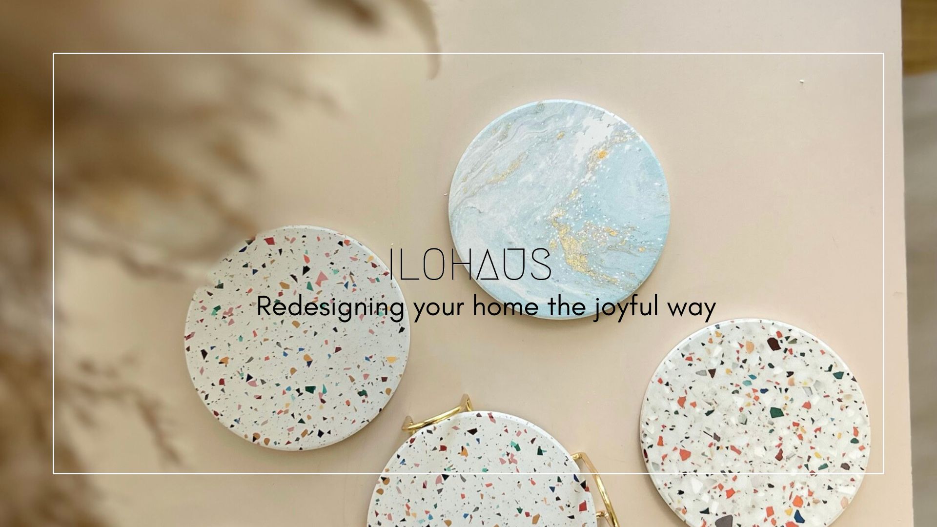 Terrazzo Drink Absorbent Coasters with Holder Set of 6, Ceramic Coaster for Drinks, Coffee Table Decor, Water Absorbing Stone Coaster for Drinks (Marble)