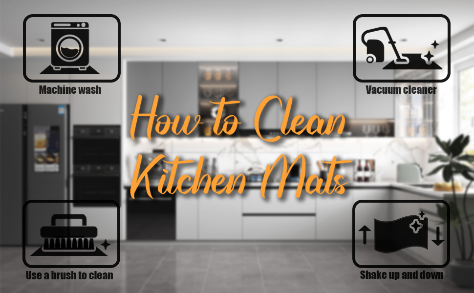 Black and White Kitchen Rugs,Non Skid Washable Microfiber mats for Kitchen Floor,Kitchen Rules Theme Cushioned Runner Rug Decor Sets of 2,Size 17