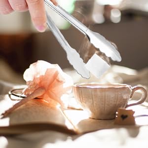 8 Pack Serving Tongs XEVOM Kitchen Tongs,Buffet Tongs, Stainless Steel Food Tong Serving Tong,small tongs (7inch)