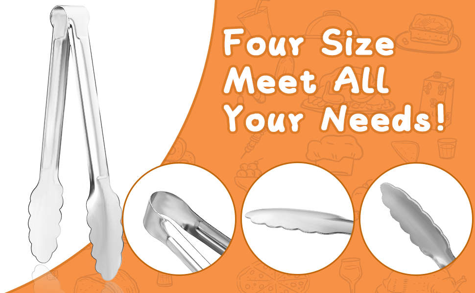 8 Pack Serving Tongs XEVOM Kitchen Tongs,Buffet Tongs, Stainless Steel Food Tong Serving Tong,small tongs (7inch)