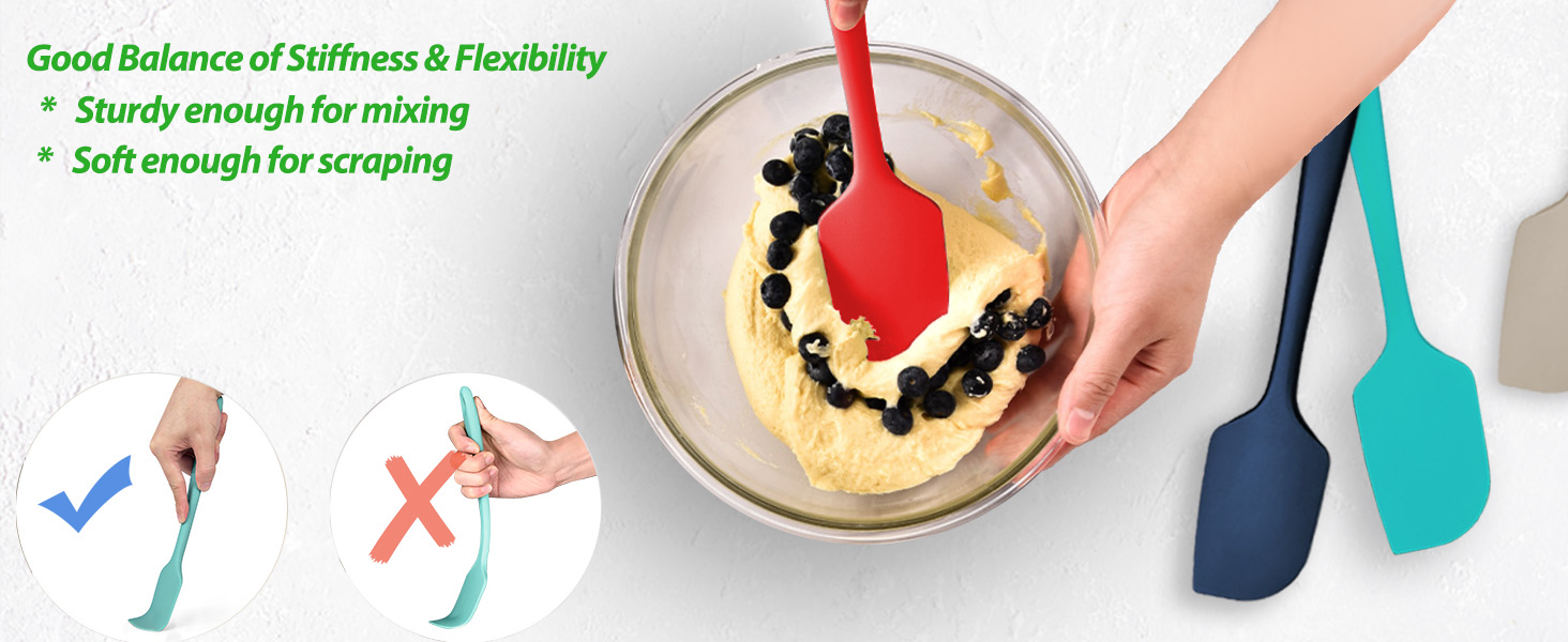 Silicone Spatula for Kitchen, 600°F Heat resistant Spatulas for Baking, Cooking, Scraping,and Mixing, Non Stick Kitchen Utensils, BPA Free, 11.2 IN, 3 Pack, Black