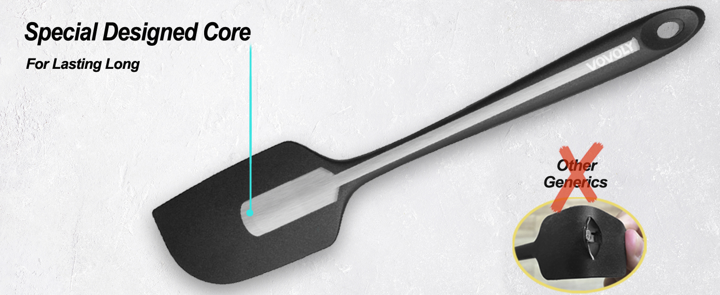 Silicone Spatula for Kitchen, 600°F Heat resistant Spatulas for Baking, Cooking, Scraping,and Mixing, Non Stick Kitchen Utensils, BPA Free, 11.2 IN, 3 Pack, Black