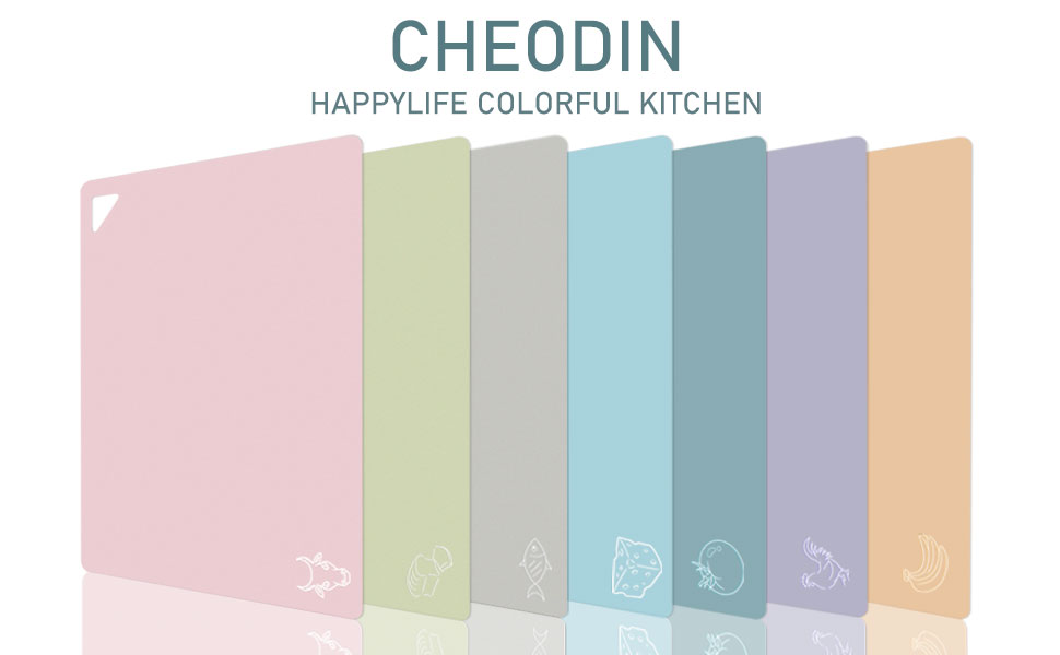 7 Pieces Plastic Flexible Cutting Boards for Kitchen, Non Slip Cutting Mats with Food Icons, Easy-Grip Handles, BPA- Free, 15"x12"