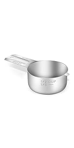 1PCS 2Cup (480ml, 16oz) Single Measuring Cup, Stainless Steel Measure Scoop, Metric and US Measurement, Dishwasher Safe