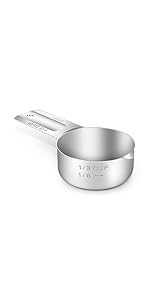 1PCS 2Cup (480ml, 16oz) Single Measuring Cup, Stainless Steel Measure Scoop, Metric and US Measurement, Dishwasher Safe