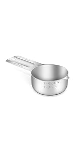 1PCS 2Cup (480ml, 16oz) Single Measuring Cup, Stainless Steel Measure Scoop, Metric and US Measurement, Dishwasher Safe