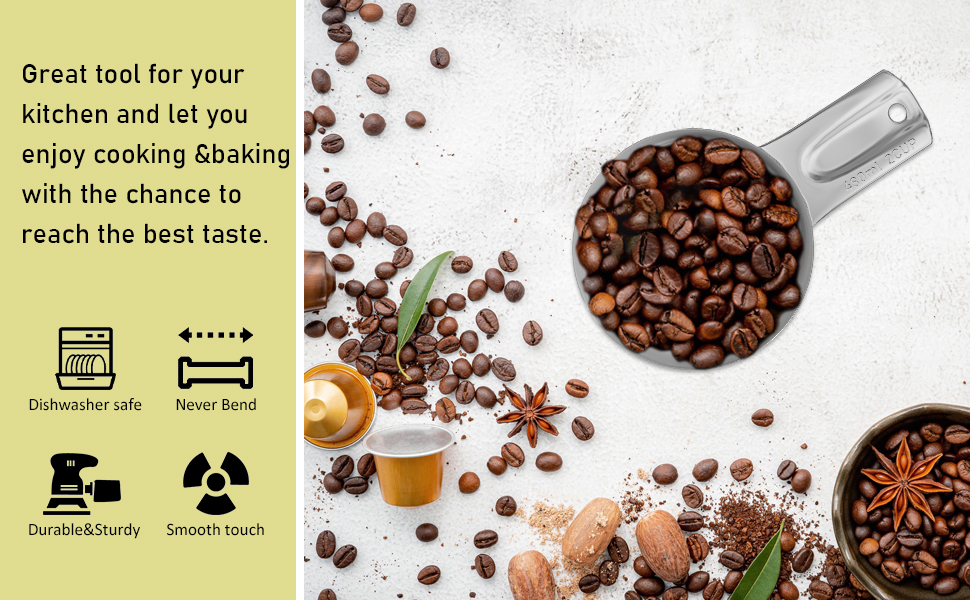 1PCS 2Cup (480ml, 16oz) Single Measuring Cup, Stainless Steel Measure Scoop, Metric and US Measurement, Dishwasher Safe