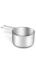 1PCS 2Cup (480ml, 16oz) Single Measuring Cup, Stainless Steel Measure Scoop, Metric and US Measurement, Dishwasher Safe