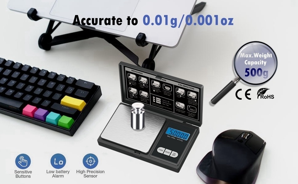 NUTRI FIT Gram Scale Digital Scale 0.01g Accuracy, 500g Small Pocket Scale Jewelry Scale, Weight for Food Ounces and Grams Kitchen Scale, Mg Scale for Powder Medicine Gold Weed, Portable