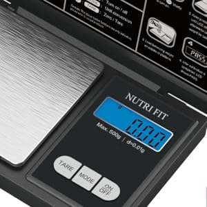 NUTRI FIT Gram Scale Digital Scale 0.01g Accuracy, 500g Small Pocket Scale Jewelry Scale, Weight for Food Ounces and Grams Kitchen Scale, Mg Scale for Powder Medicine Gold Weed, Portable