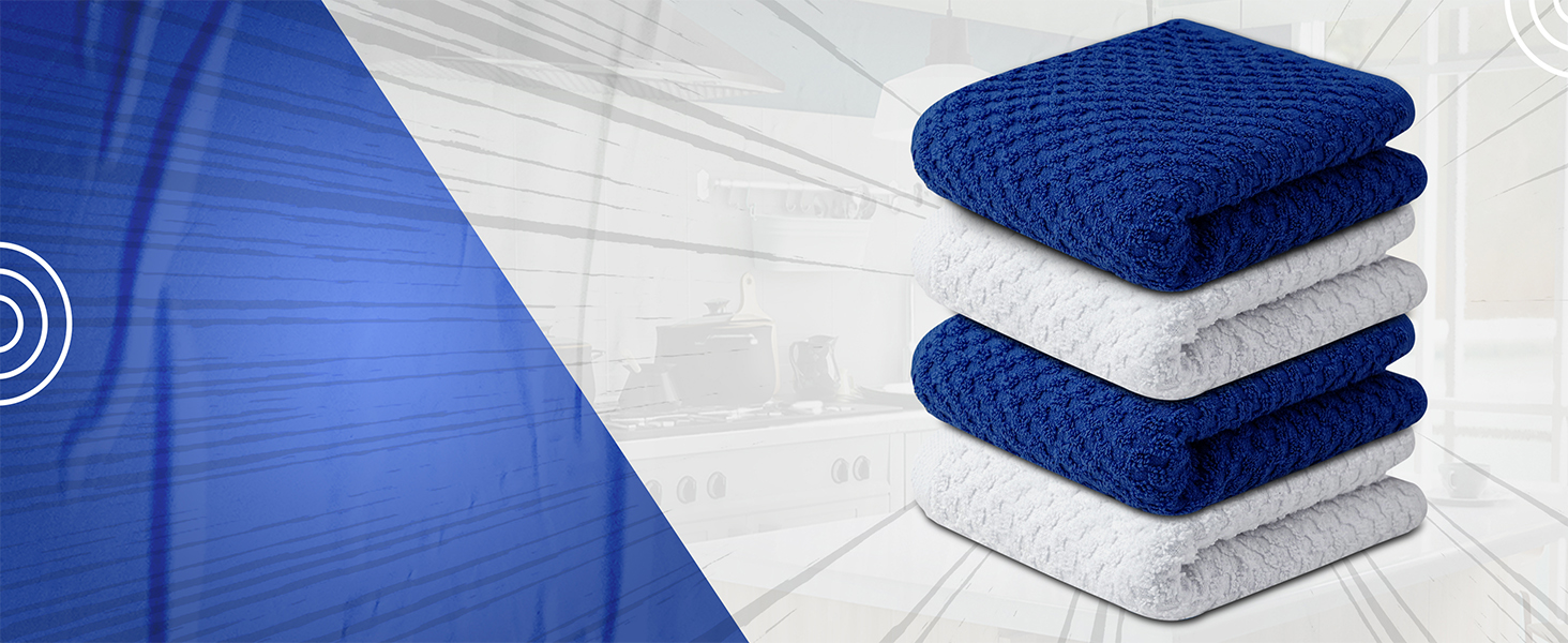 Infinitee Xclusives Premium Dish Cloth 100% Cotton 12 x 12 Inches |Pack of 4| - Ultra Soft Tea Towels - Highly Absorbent Kitchen Rags - Terry Dishcloth for Kitchen and Household Cleaning |Grey|