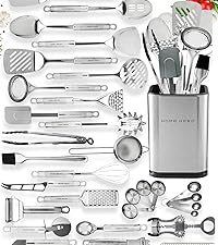 Home Hero Silicone Spatula Set - Heat Resistant Spatulas for Cooking - Ergonomic Stainless Steel Cooking Utensils - Solid & Slotted Silicone Turners - Pack of 2, Black