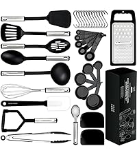 Home Hero Silicone Spatula Set - Heat Resistant Spatulas for Cooking - Ergonomic Stainless Steel Cooking Utensils - Solid & Slotted Silicone Turners - Pack of 2, Black