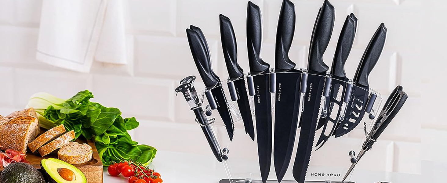 Home Hero Silicone Spatula Set - Heat Resistant Spatulas for Cooking - Ergonomic Stainless Steel Cooking Utensils - Solid & Slotted Silicone Turners - Pack of 2, Black