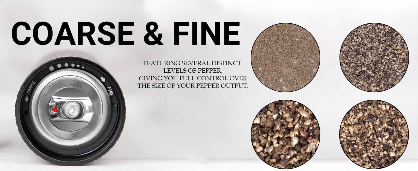 Pepper Grinder, Homnoble Professional Grade Pepper Grinder, Heavy Duty Pepper Mill, Refillable Aluminum Manual Pepper Mill with Adjustable Coarseness and Stainless Steel Blade