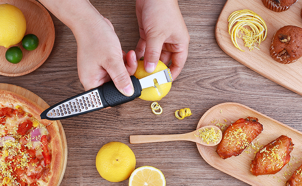 Pisol Zester, Lemon Citrus Orange Zester and Grater Tool, Cheese Grater & Vegetable Grater for Lime, Garlic, Ginger, Chocolate, Fruits, Dishwasher Safe
