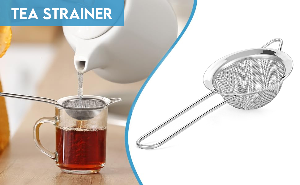 Fine Mesh Strainer - 2.8 Inch Round Sieve - Tea Strainers for Loose Tea, Coffee Strainer, Food Strainer, Juice Strainer, and Much More!