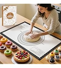 Silicone Baking Mat, Non Stick Pastry Mat Sheet for Dough Rolling, Nonslip Fondant/Pie Crust Mat, Counter Mat Oven Liner Mat for Making Cookies Macarons Bread Baking Supplies Extra Large 26 x 16 Inch