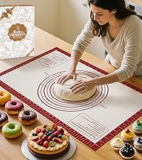 Silicone Baking Mat, Non Stick Pastry Mat Sheet for Dough Rolling, Nonslip Fondant/Pie Crust Mat, Counter Mat Oven Liner Mat for Making Cookies Macarons Bread Baking Supplies Extra Large 26 x 16 Inch