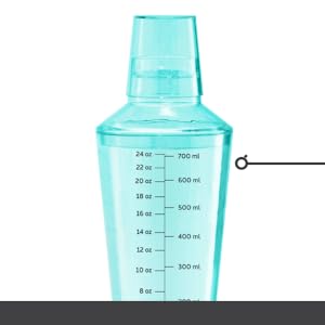 OGGI Clear Cocktail Shaker - 24 oz / 700 ml, Clear Durable Plastic Construction, Built in Strainer - Ideal Home Bar Drink Mixer, Bartender Kit, Essential Bar Accessories