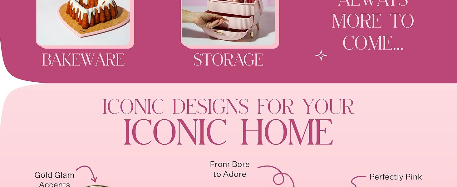 Paris Hilton Heart Shaped Nonstick Bakeware Set, Easy Release Carbon Steel, Includes two 9.5-Inch Pans and four Mini 3.5-Inch Pans, Dishwasher Safe, Made without PFAS or PFOA, 6-Piece Set, Pink