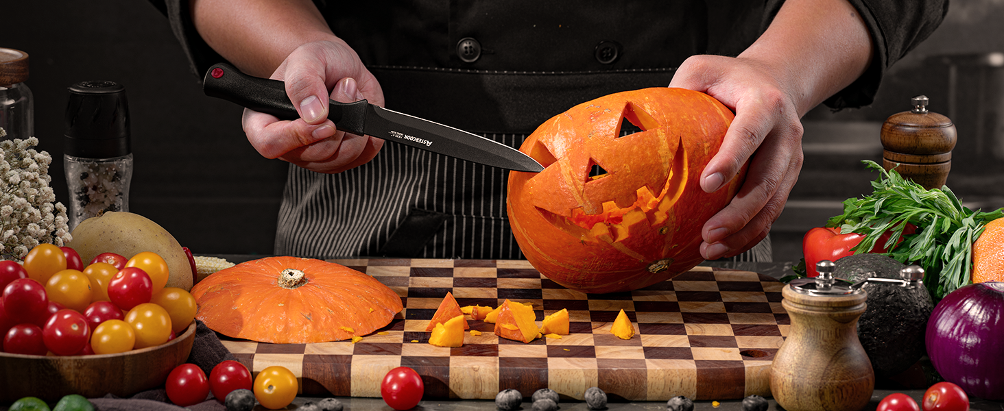 Knife Set, Astercook 15 Pieces Knife Sets for Kitchen with Block, Dishwasher Safe Kitchen Knife Set with Built in Sharpener Block, German Stainless Steel Knife Block Set, Valentine's Gift