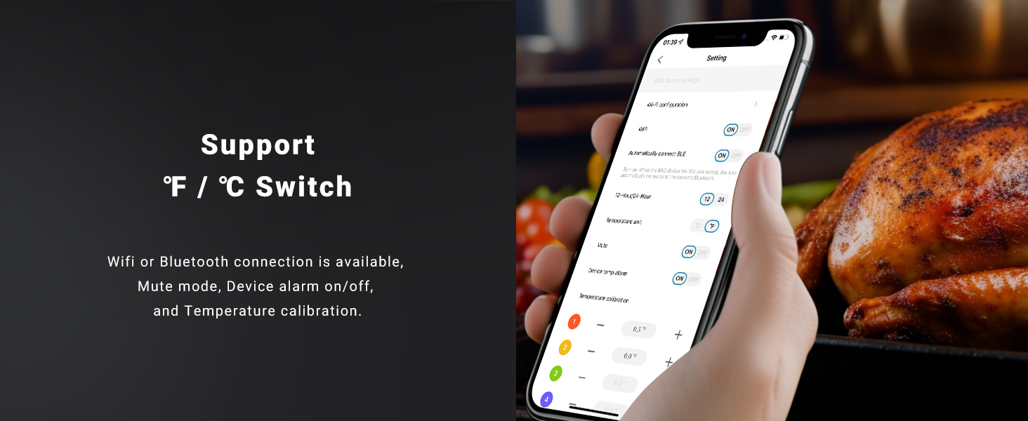 5GHz WiFi & Bluetooth 5.1 Meat Thermometer, Inkbird WiFi Grill Meat Thermometer for Grilling Smoker BBQ Cooking with 4 Probes, IBT-26S Wireless APP Control, Alarm Timer, Backlit LCD, Rechargeable