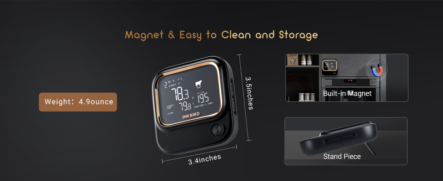 5GHz WiFi & Bluetooth 5.1 Meat Thermometer, Inkbird WiFi Grill Meat Thermometer for Grilling Smoker BBQ Cooking with 4 Probes, IBT-26S Wireless APP Control, Alarm Timer, Backlit LCD, Rechargeable