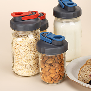 SOLIGT 4 Pack Mason Jar Lids, Wide Mouth Pour Spout Flip Cap Lids for Ball Brand Mason Jars, Leak Proof Airtight for Drinking Salad Dressing & Food Storing