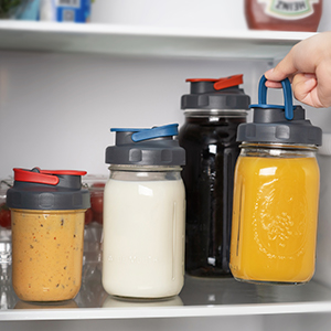 SOLIGT 4 Pack Mason Jar Lids, Wide Mouth Pour Spout Flip Cap Lids for Ball Brand Mason Jars, Leak Proof Airtight for Drinking Salad Dressing & Food Storing