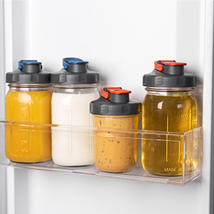 SOLIGT 4 Pack Mason Jar Lids, Wide Mouth Pour Spout Flip Cap Lids for Ball Brand Mason Jars, Leak Proof Airtight for Drinking Salad Dressing & Food Storing