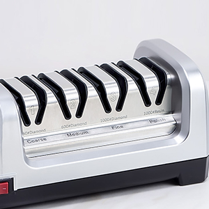 YBSVO 4-Stage Professional Electric Knife Sharpener - Heavy Duty Diamond Sharpening System for Straight & Serrated Knives - 20° Precision Angle Guides & Quiet Motor for Kitchen & Chef Use