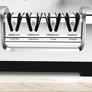 YBSVO 4-Stage Professional Electric Knife Sharpener - Heavy Duty Diamond Sharpening System for Straight & Serrated Knives - 20° Precision Angle Guides & Quiet Motor for Kitchen & Chef Use