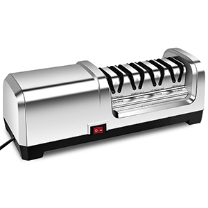 YBSVO 4-Stage Professional Electric Knife Sharpener - Heavy Duty Diamond Sharpening System for Straight & Serrated Knives - 20° Precision Angle Guides & Quiet Motor for Kitchen & Chef Use