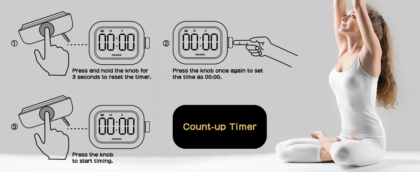 Digital Kitchen Timer for Cooking, INKBIRD Rechargeable 4-Levels Alarm Productivity Timer IDT-02 for Kids, Adults, Teachers, Large LED Smart Countdown Countup Magnetic Timer for Classroom Office