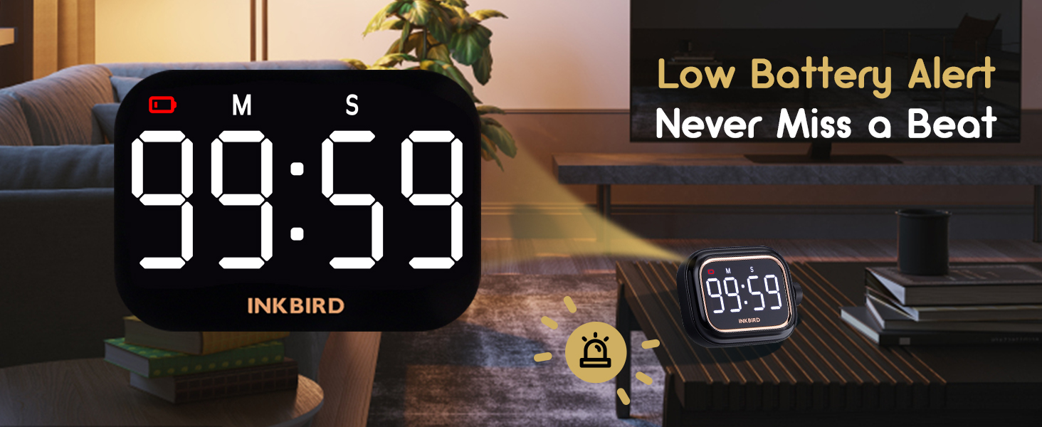 Digital Kitchen Timer for Cooking, INKBIRD Rechargeable 4-Levels Alarm Productivity Timer IDT-02 for Kids, Adults, Teachers, Large LED Smart Countdown Countup Magnetic Timer for Classroom Office