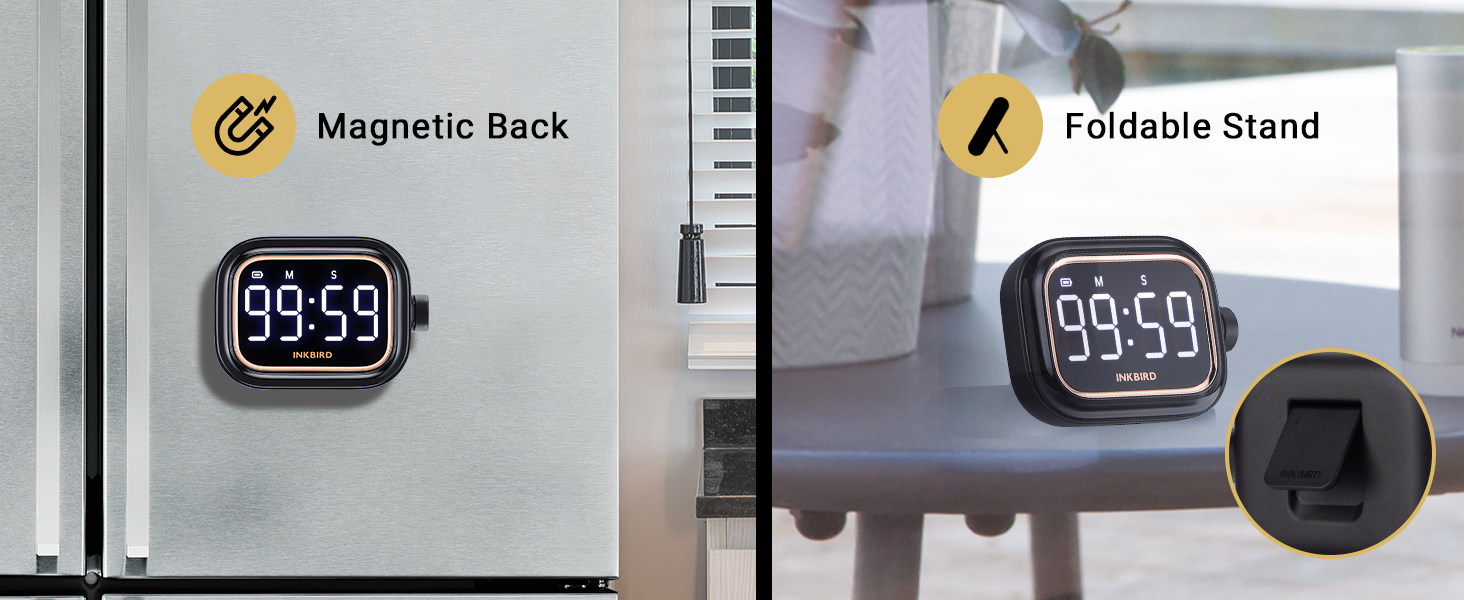 Digital Kitchen Timer for Cooking, INKBIRD Rechargeable 4-Levels Alarm Productivity Timer IDT-02 for Kids, Adults, Teachers, Large LED Smart Countdown Countup Magnetic Timer for Classroom Office