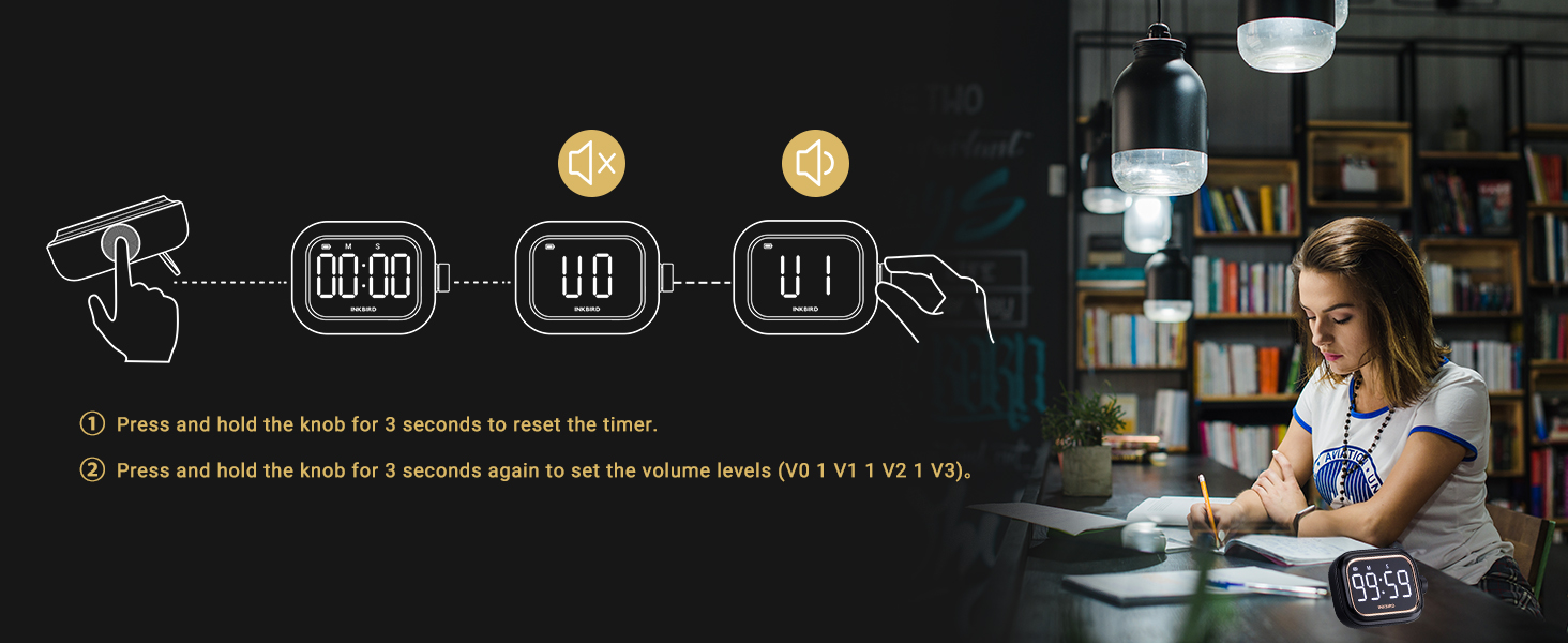 Digital Kitchen Timer for Cooking, INKBIRD Rechargeable 4-Levels Alarm Productivity Timer IDT-02 for Kids, Adults, Teachers, Large LED Smart Countdown Countup Magnetic Timer for Classroom Office