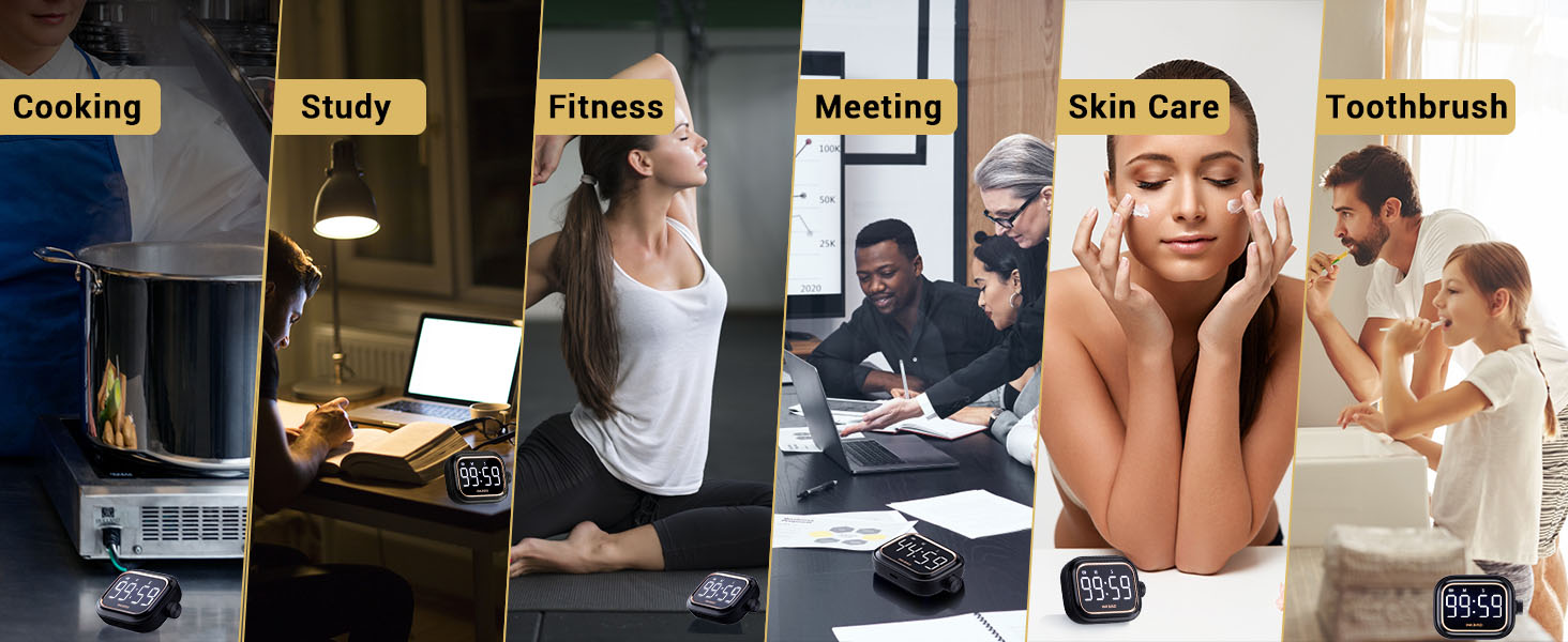 Digital Kitchen Timer for Cooking, INKBIRD Rechargeable 4-Levels Alarm Productivity Timer IDT-02 for Kids, Adults, Teachers, Large LED Smart Countdown Countup Magnetic Timer for Classroom Office