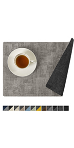 Romanstile Vinyl Placemats Set of 6-12 X 17 Inch - Faux Leather 100% Waterproof Oil-Proof Wipeable Place Mats, Heat Resistant Reversible PU Table Mats for Kitchen Dining Party Outdoor, Beige