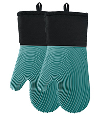 Silicone Oven Mitts-13.6 in Extended Oven Mitts Heat Resistant 500F, Oven Gloves with Soft Liner Good Grippy BPA-Free Easy to Clean Flexible-Oven Mits Set for Cooking Baking Grilling BBQ