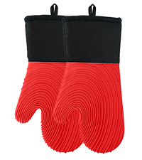 Silicone Oven Mitts-13.6 in Extended Oven Mitts Heat Resistant 500F, Oven Gloves with Soft Liner Good Grippy BPA-Free Easy to Clean Flexible-Oven Mits Set for Cooking Baking Grilling BBQ