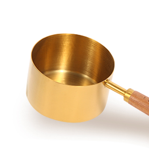 Gold Measuring Cups and Spoons Set with Fragrant Wood Handles, Premium Stainless Steel Measuring Spoons and Measuring Cups Set, For Cooking and Baking in the Kitchen (8 Piece)
