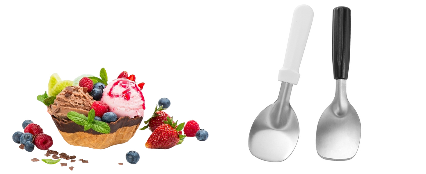 2 pcs Ice Cream Spade,Ice Cream Scoop,Stainless Steel Ice Cream Paddle with Plastic Handle,Heavy Duty & Durable Bend Proof Ice Cream Scooper Butter Cutter(Black)