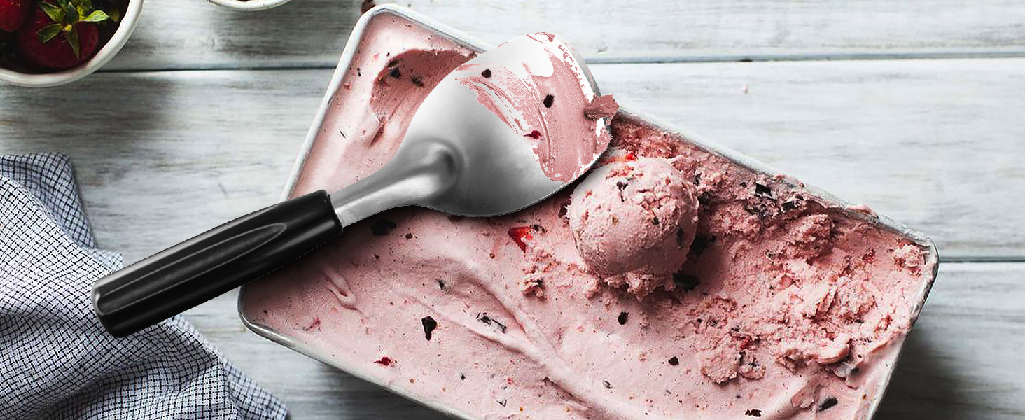 2 pcs Ice Cream Spade,Ice Cream Scoop,Stainless Steel Ice Cream Paddle with Plastic Handle,Heavy Duty & Durable Bend Proof Ice Cream Scooper Butter Cutter(Black)