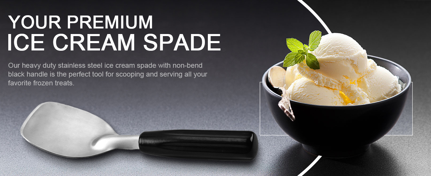 2 pcs Ice Cream Spade,Ice Cream Scoop,Stainless Steel Ice Cream Paddle with Plastic Handle,Heavy Duty & Durable Bend Proof Ice Cream Scooper Butter Cutter(Black)