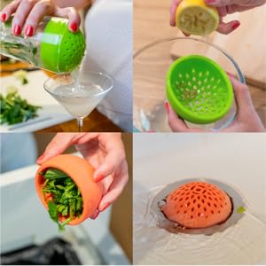 (BLUE) Nesting Can Strainer Mini Colander Set - Space Saving Small Colanders and Strainers - Multi Use Kitchen Gadget - Silicone Can Strainer
